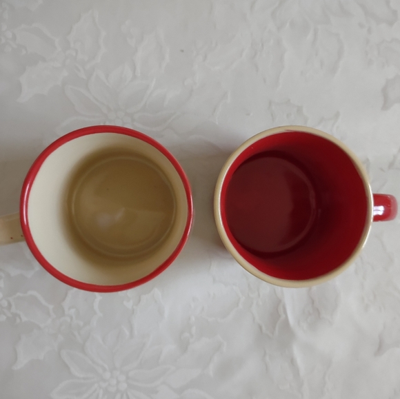 2 ceramic mugs red beige tea coffee - Picture 5 of 7